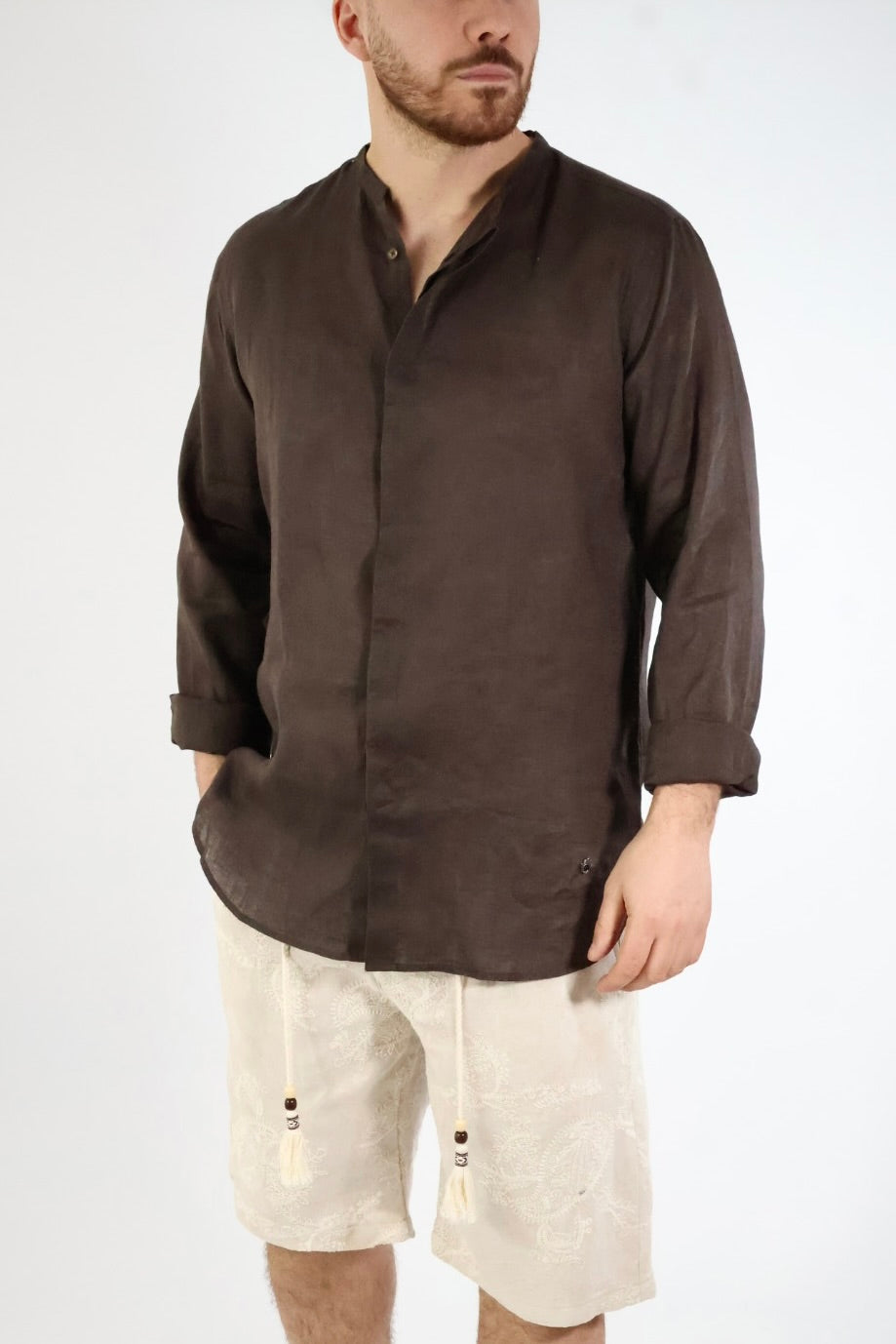 Camicia lino collo coreana 250 BERNA