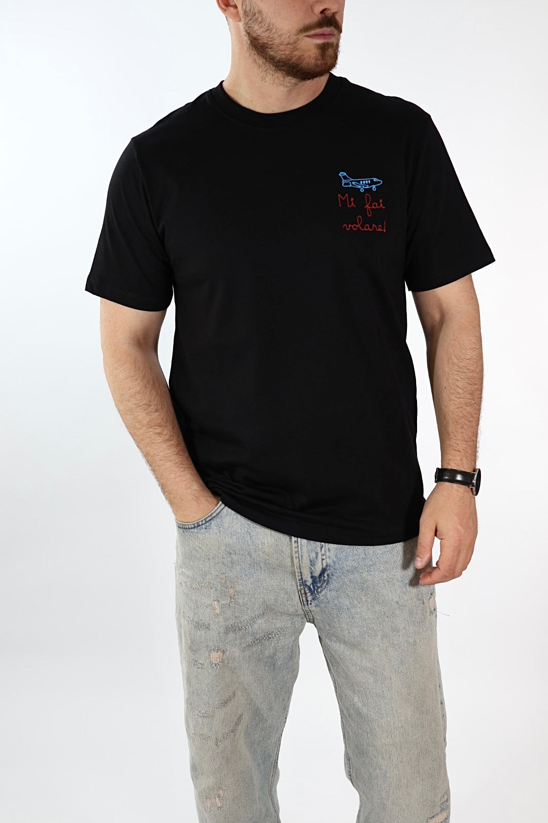 T shirt scritta ricamo 6030 J.W