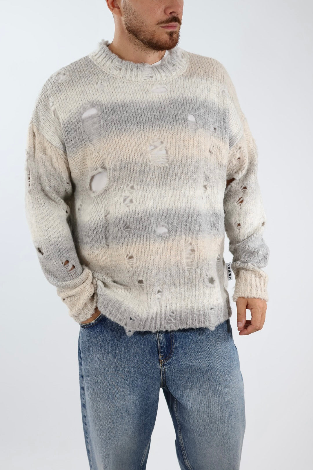 Maglione lana cropped buchi 273 BERNA
