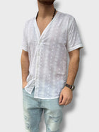 Camicia ricamata m/m scollo V OVERD