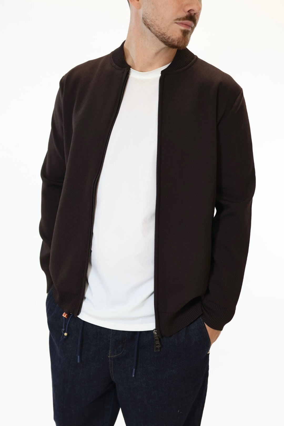Maglioncino M14 lupetto full  zip moro OVERD