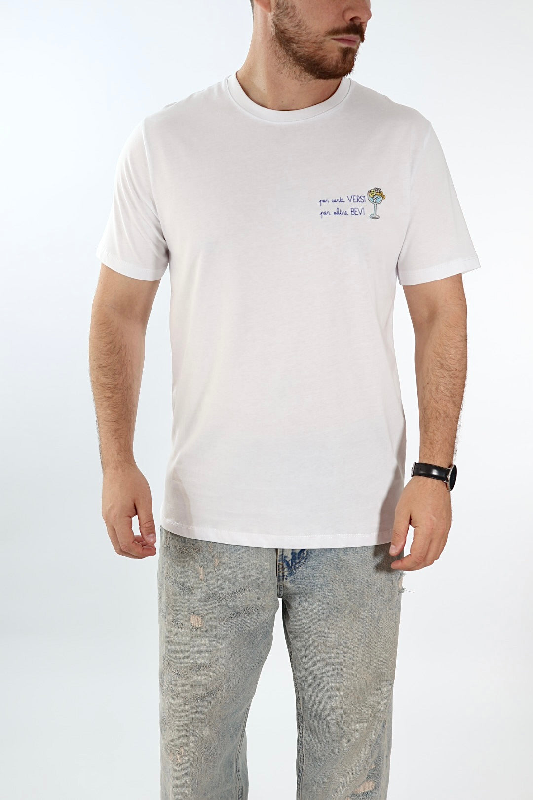 T shirt scritta ricamo 6032 J.W