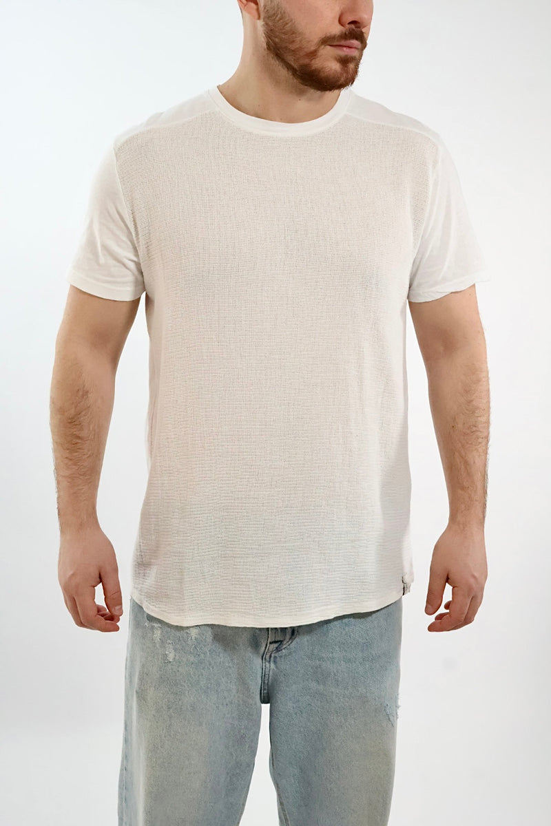 T-shirt girocollo misto lino 002 BL11