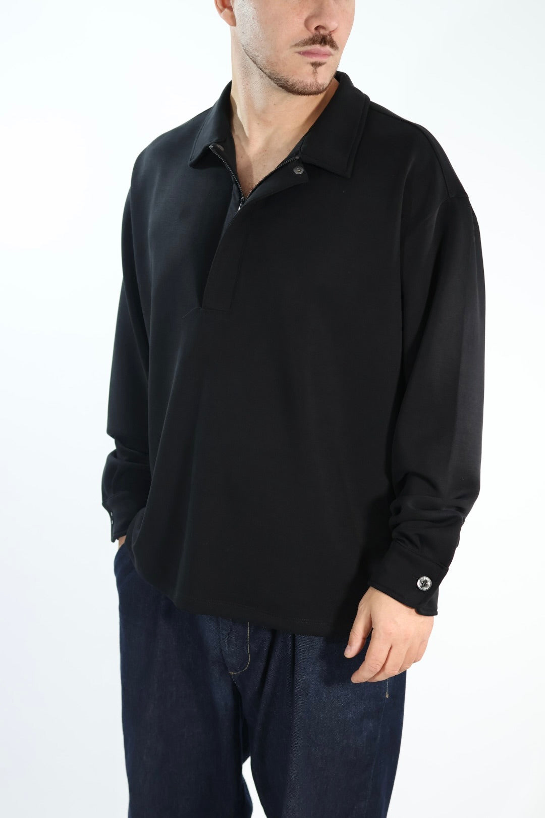 Polo felpa fi43210001 mezza zip viscosa BL11