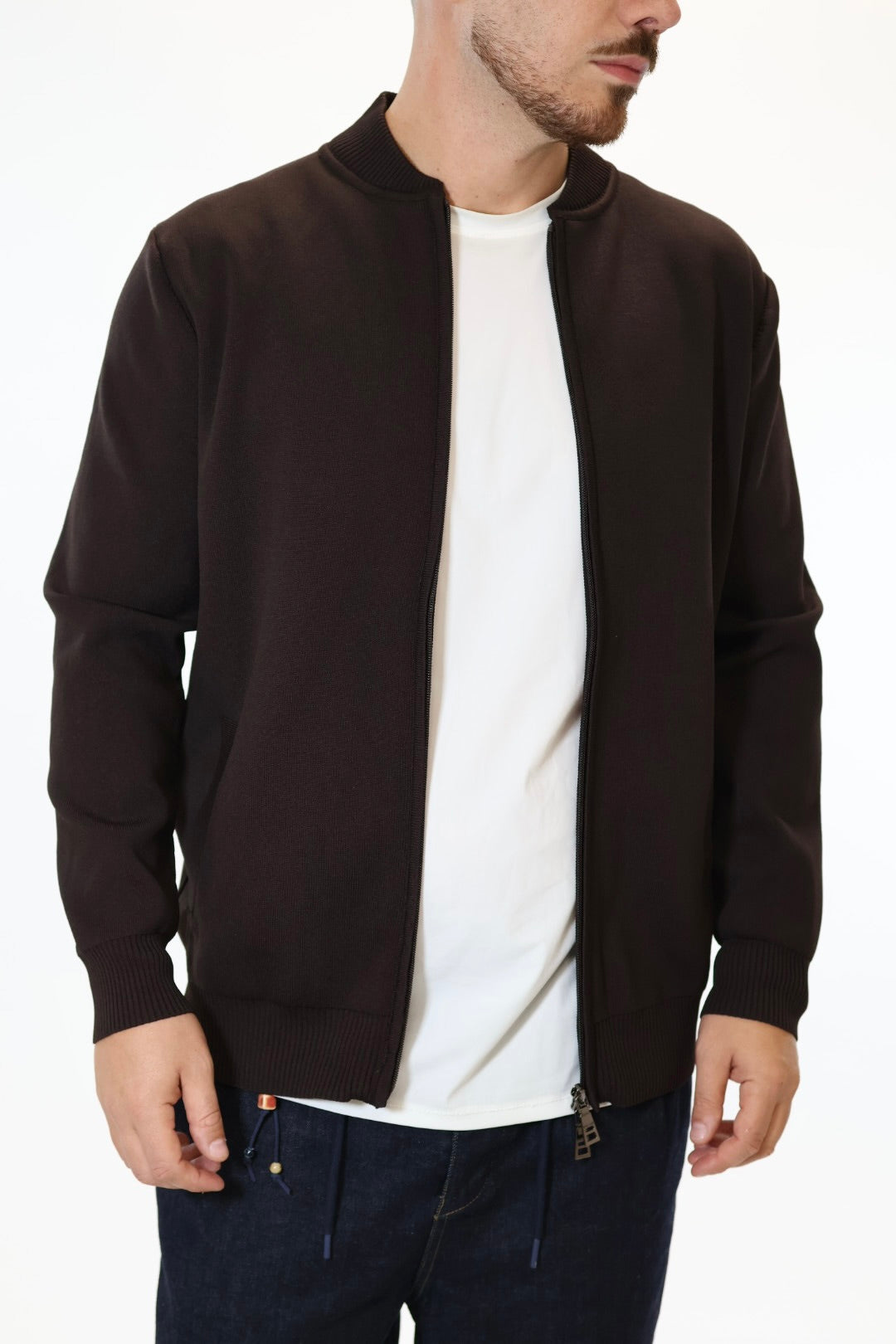 Maglioncino M14 lupetto full  zip moro OVERD