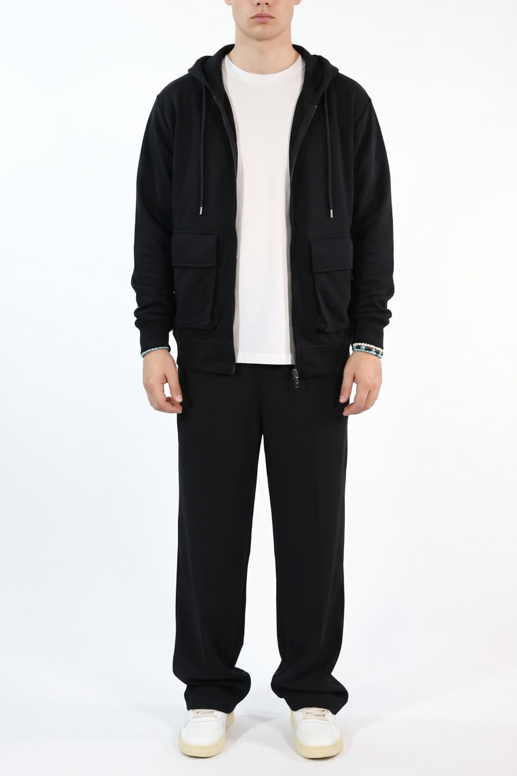 Felpa FI4400001 nero viscosa cappuccio zip BL11