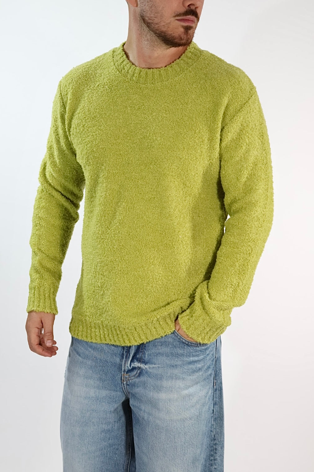 Maglione MACOMER371 verde giro bouclé BL11