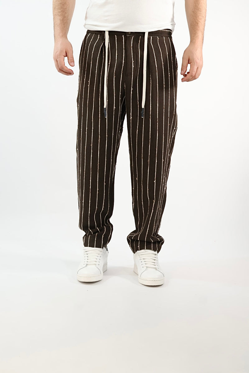 Pantalone riga jaquard cropped coulisse 162 BL11