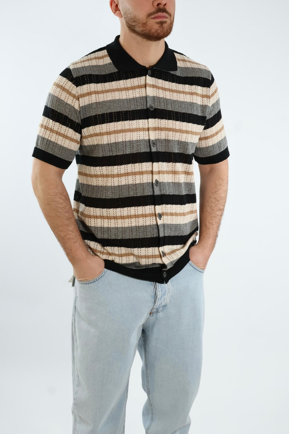 Polo in maglia righe 379 BL11