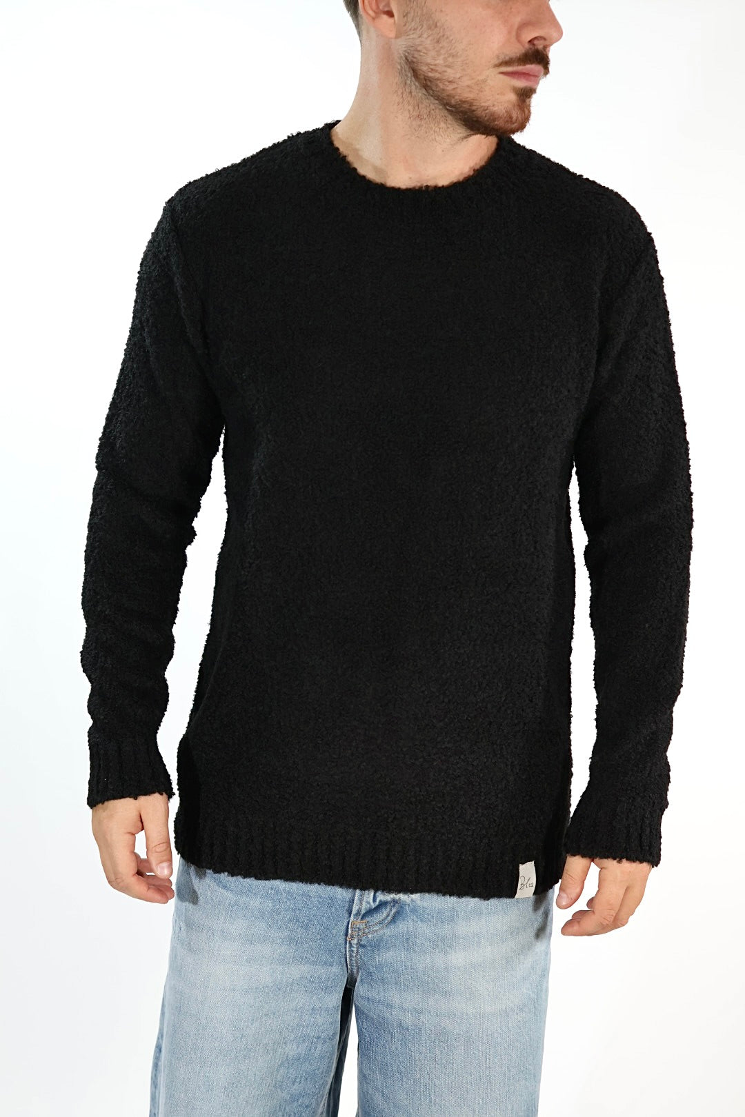 Maglione MACOMER001 nero giro bouclé BL11