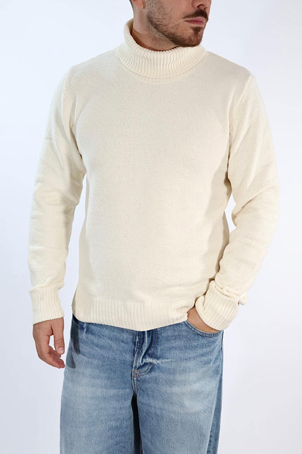 Maglione 536S lupetto ciniglia nero GIANNI LUPO