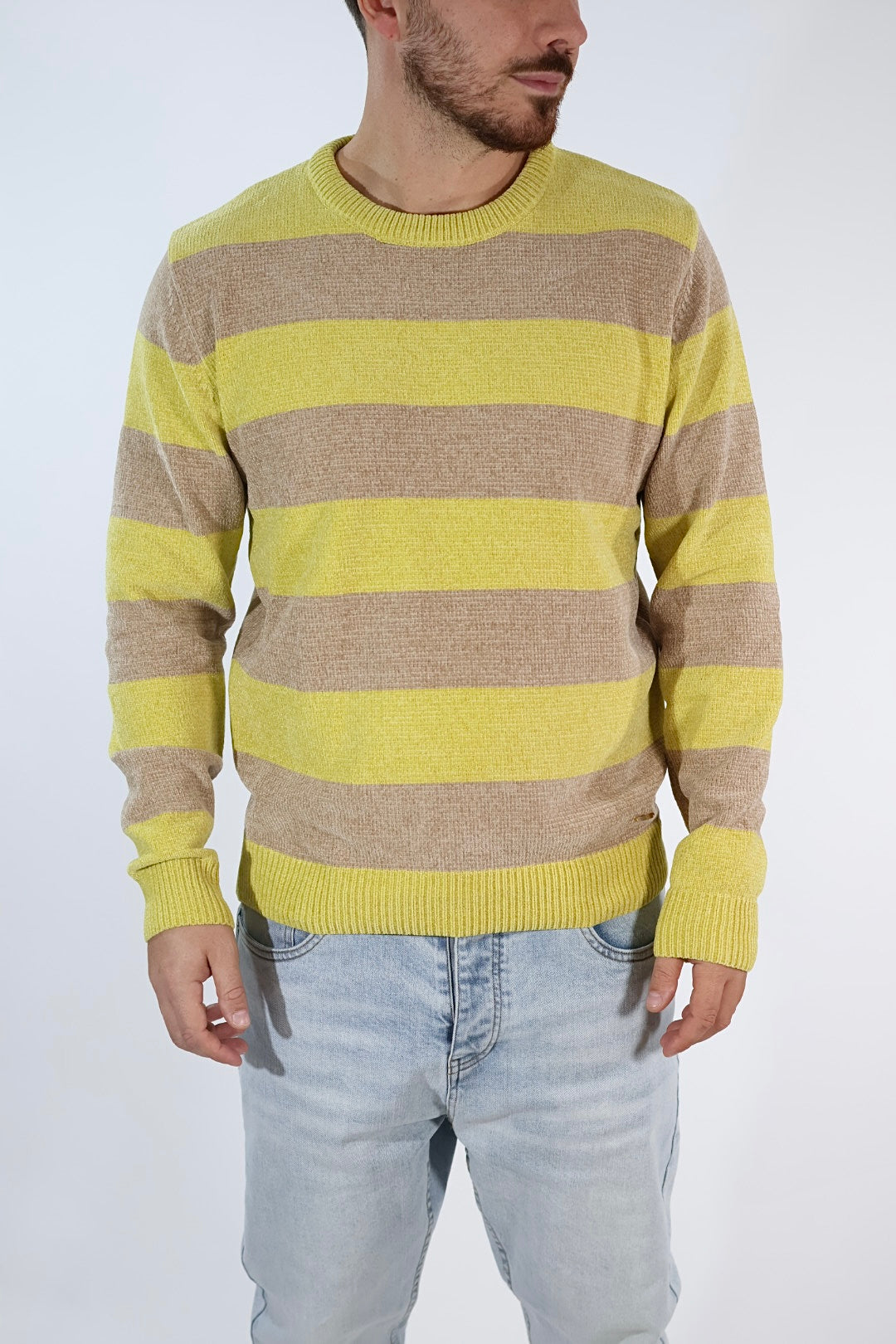 Maglione 635 ciniglia girocollo righe  GIANNI LUPO