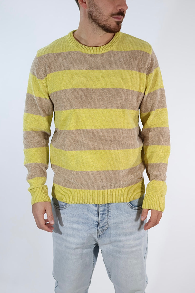 Maglione 635 ciniglia girocollo righe  GIANNI LUPO