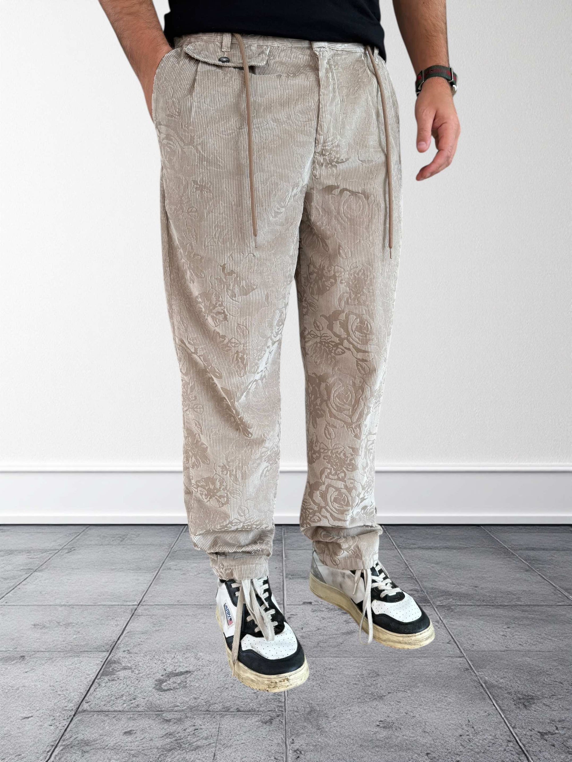 Pantalone devorè in velluto  ricamato 143 BERNA