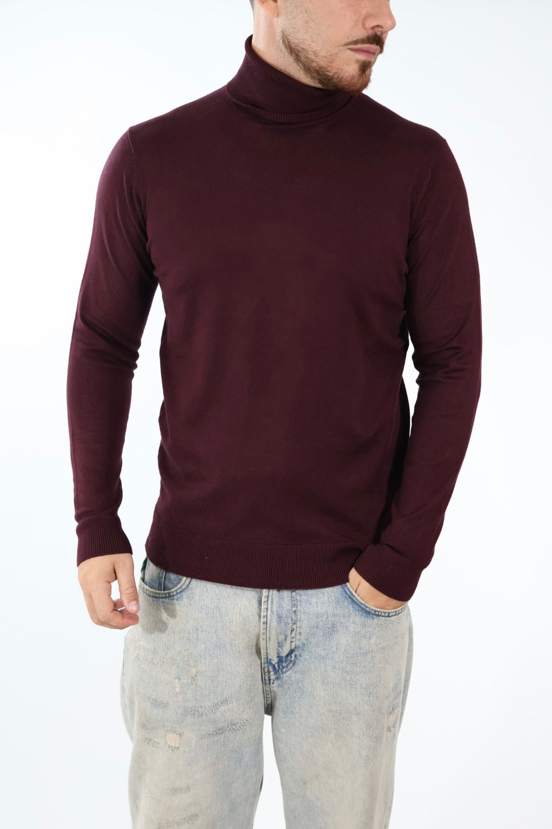 Maglioncino M02 dolcevita viscosa bordeaux OVERD
