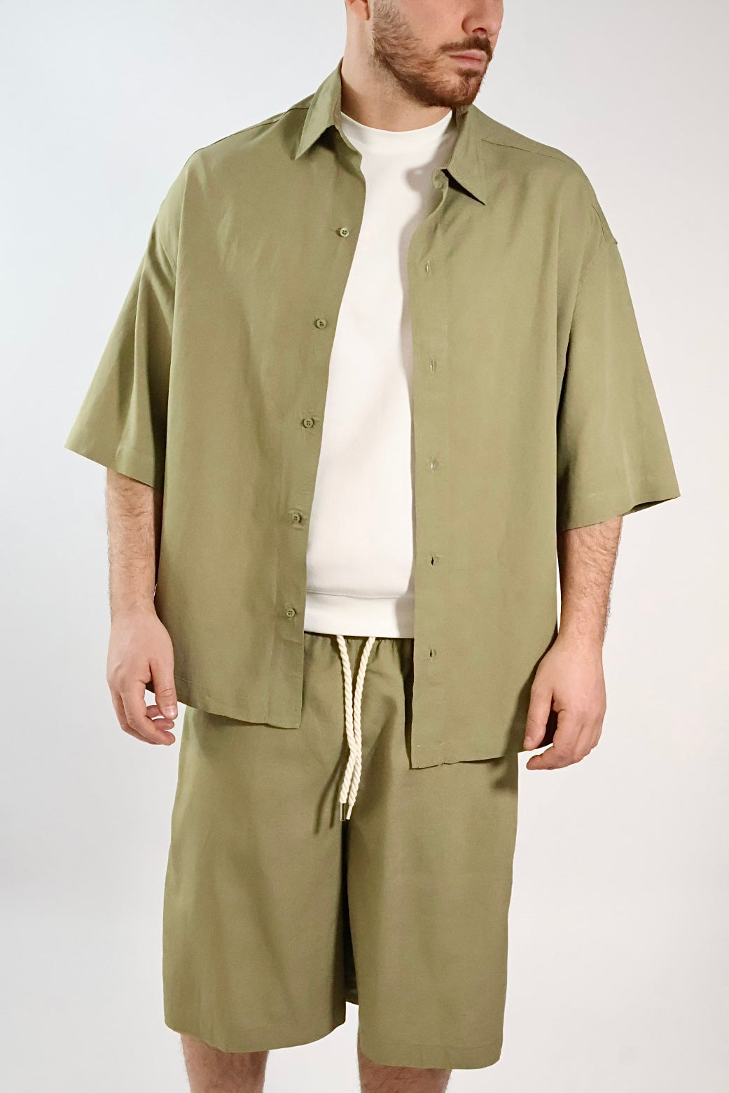 Camicia viscosa/lino m/m 224  BERNA