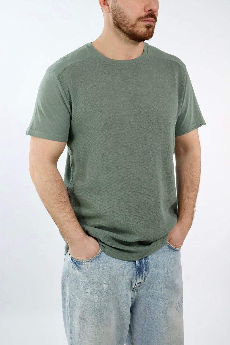 T-shirt girocollo misto lino 102 BL11