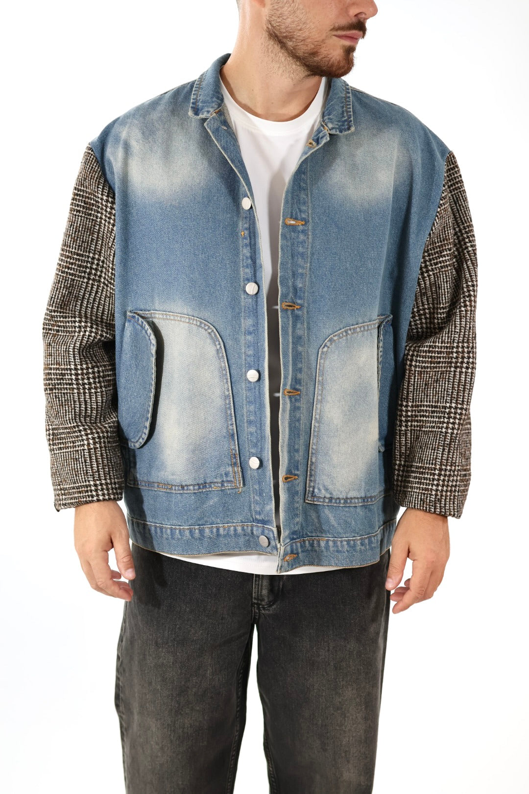 Giubbotto denim combinato J84 OVERD