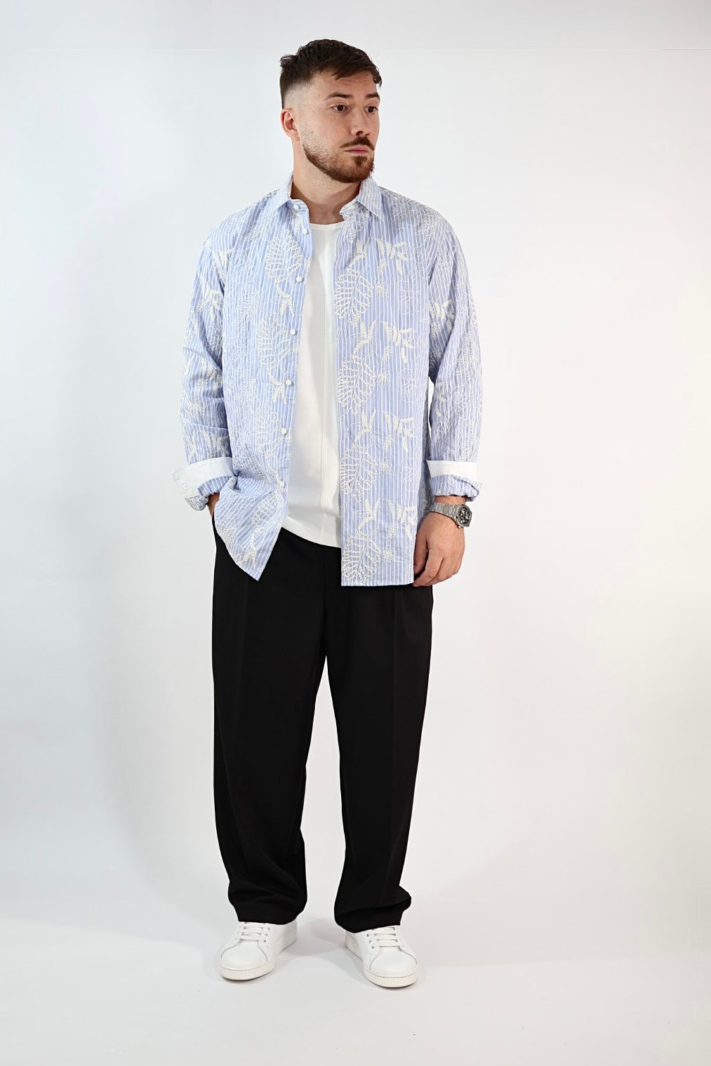 Camicia righe fiori 366 BERNA
