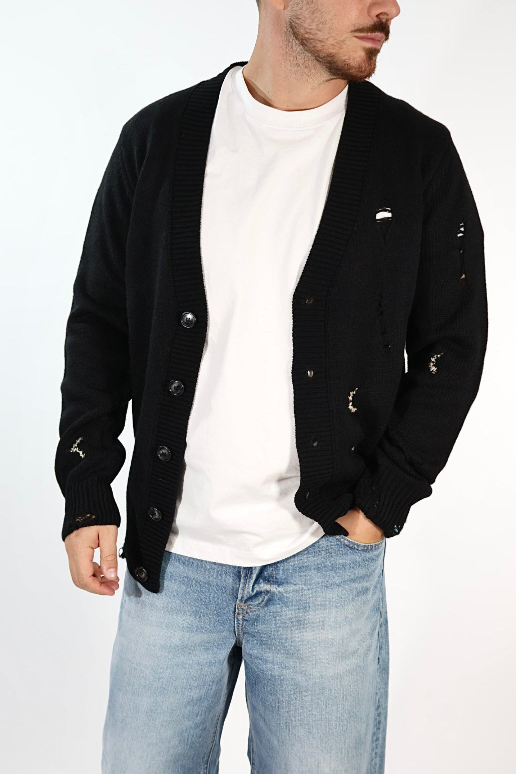 Cardigan 616 strappi misto lana GIANNI LUPO