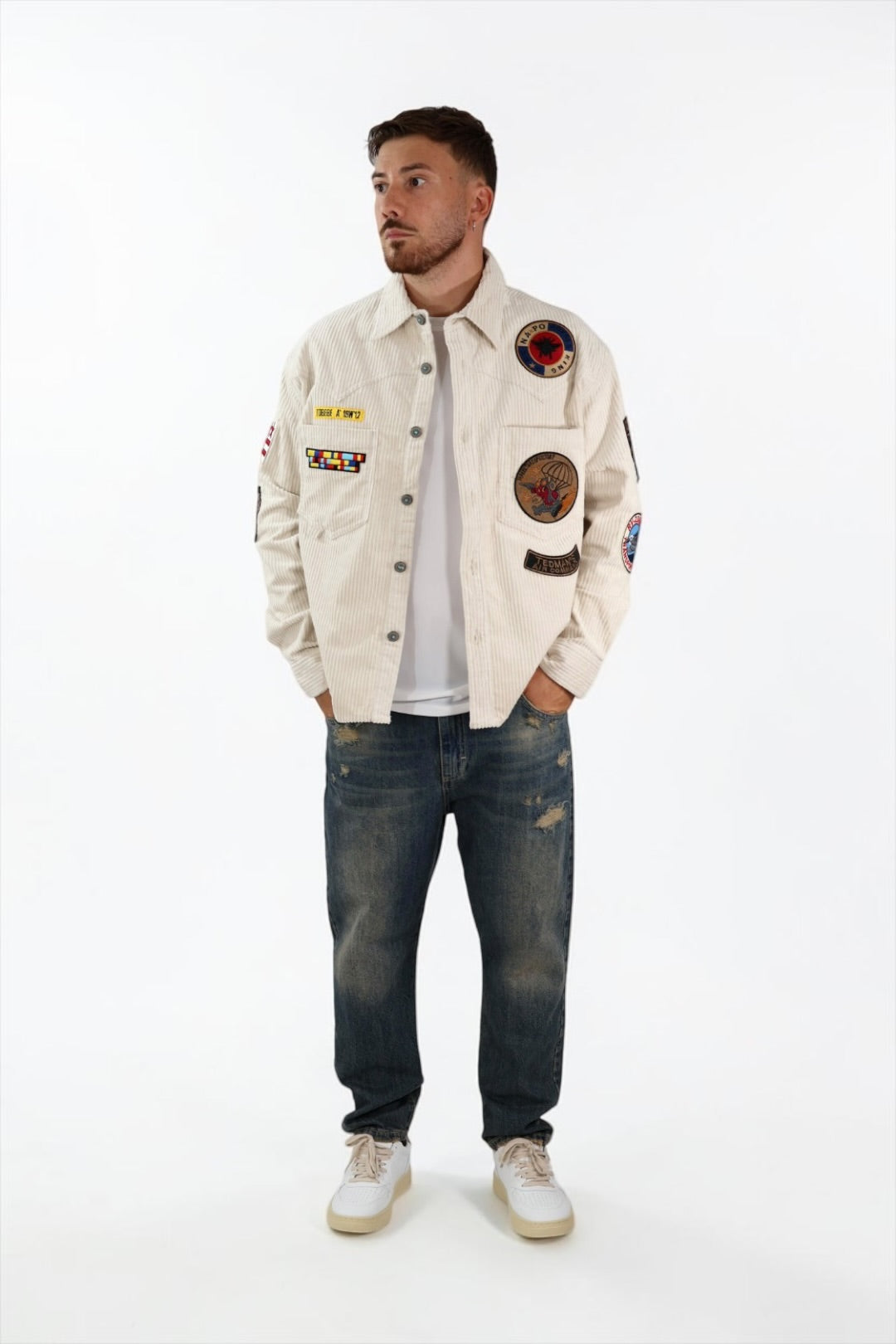 Overshirt boxy velluto patch 353 BERNA