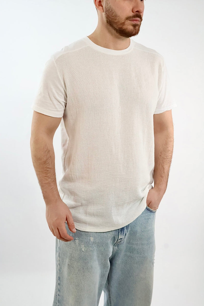 T-shirt girocollo misto lino 002 BL11