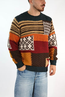 Maglione MA302130 lana punti jaquard BL11