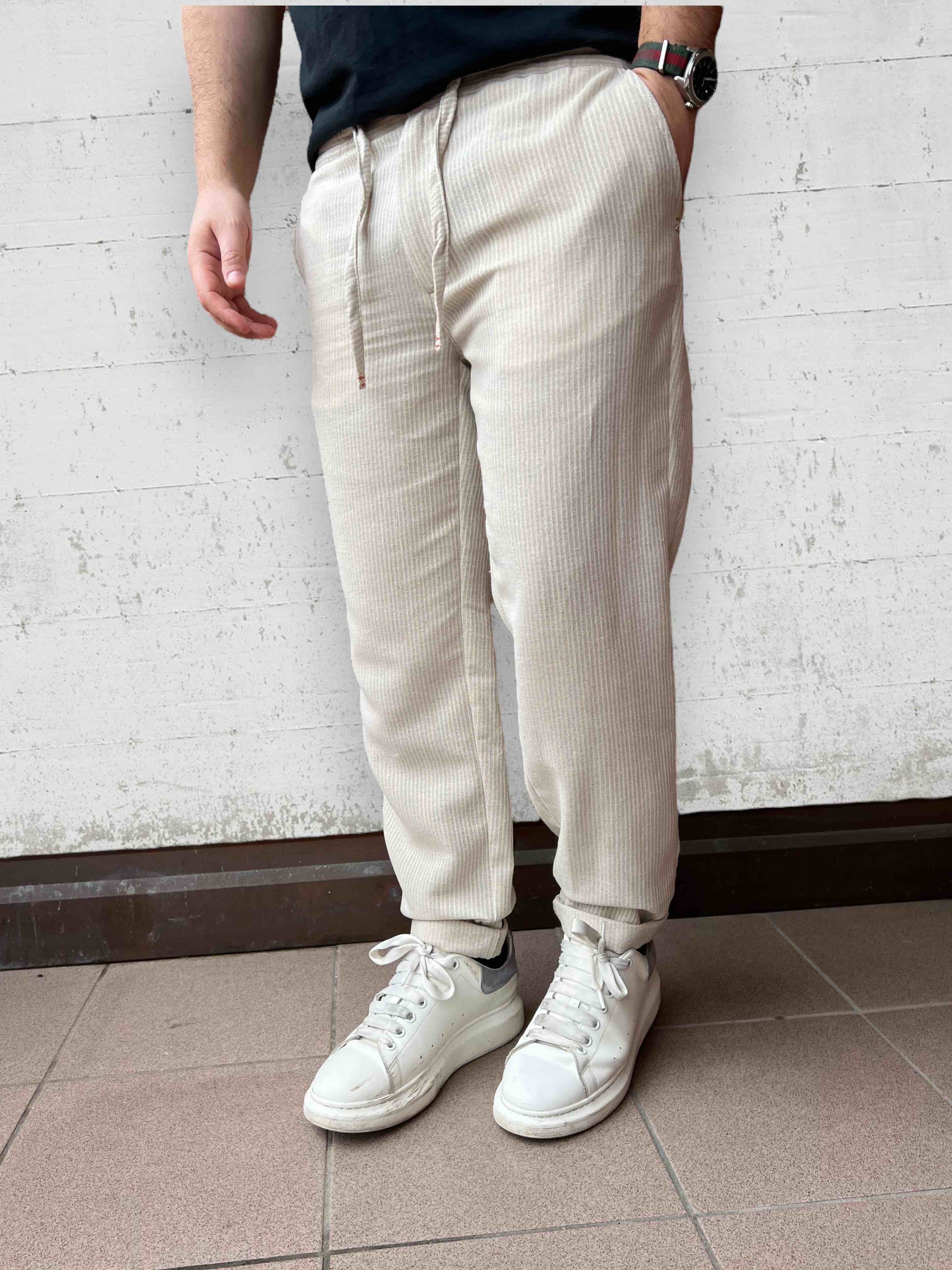 Pantalaccio lino righe BERNA