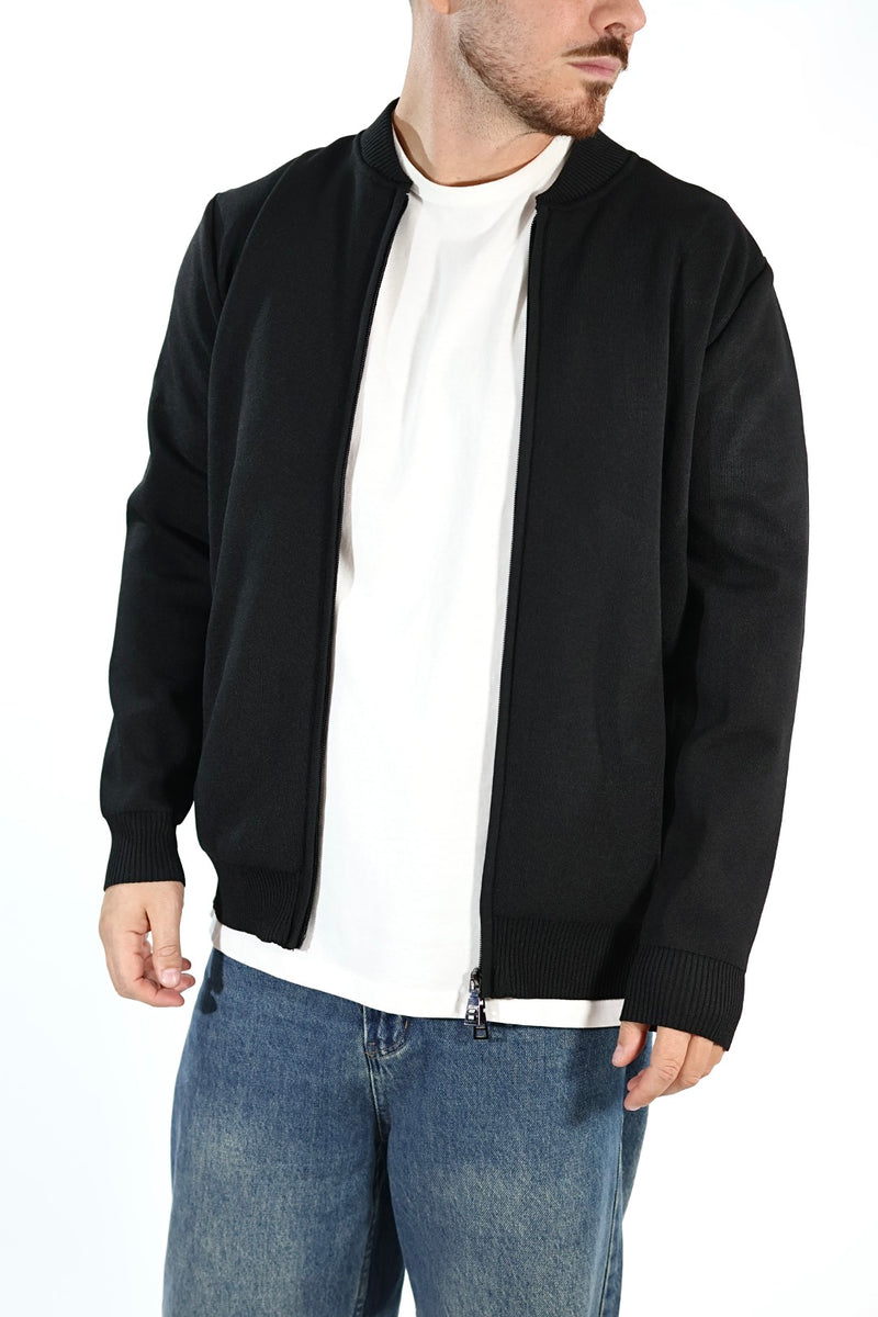 Maglioncino M14 nero lupetto full zip OVERD
