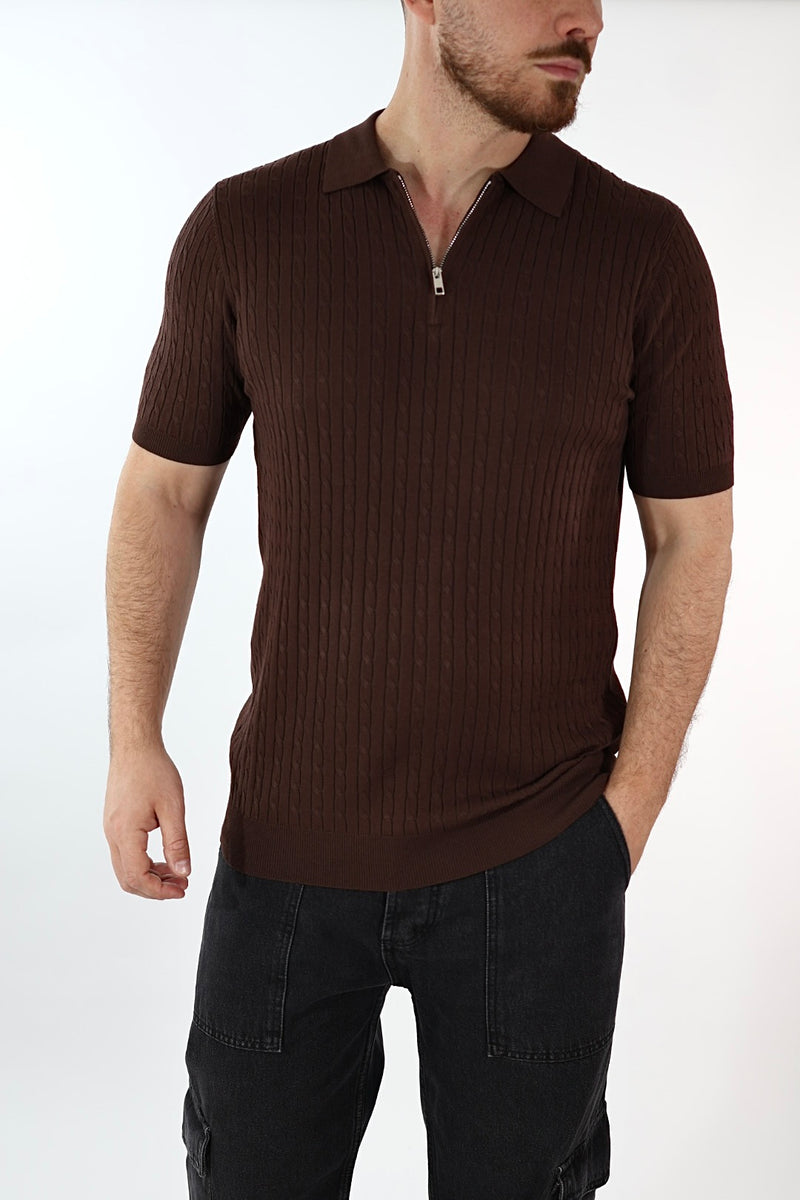 Polo in maglia viscosa con zip J.W
