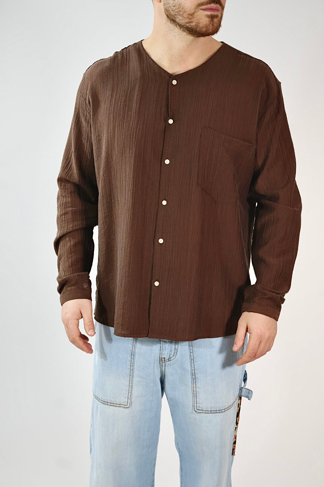 Camicia tencel scollo V C65 OVER-D