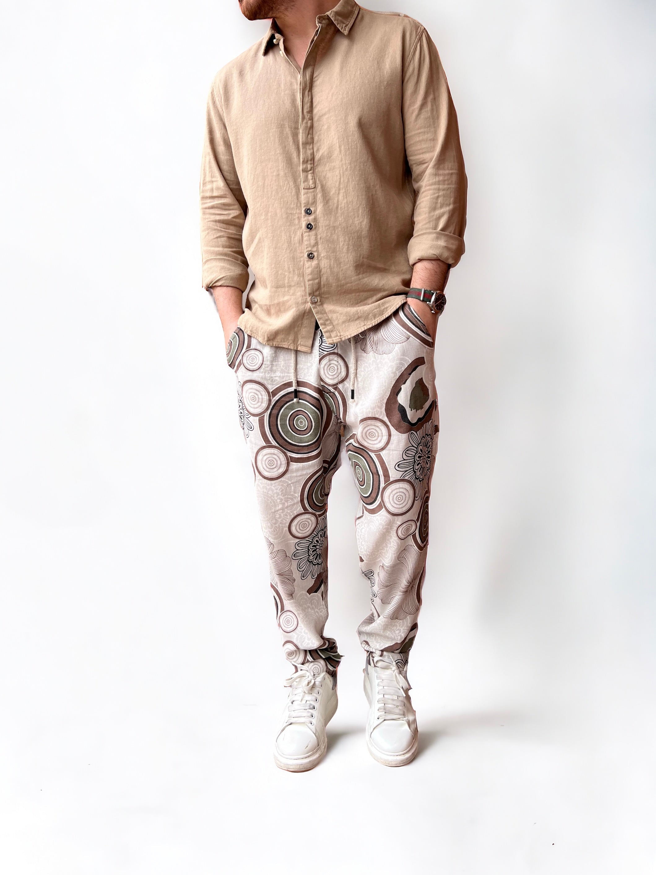 Pantalone lino/viscosa fantasia  BL11