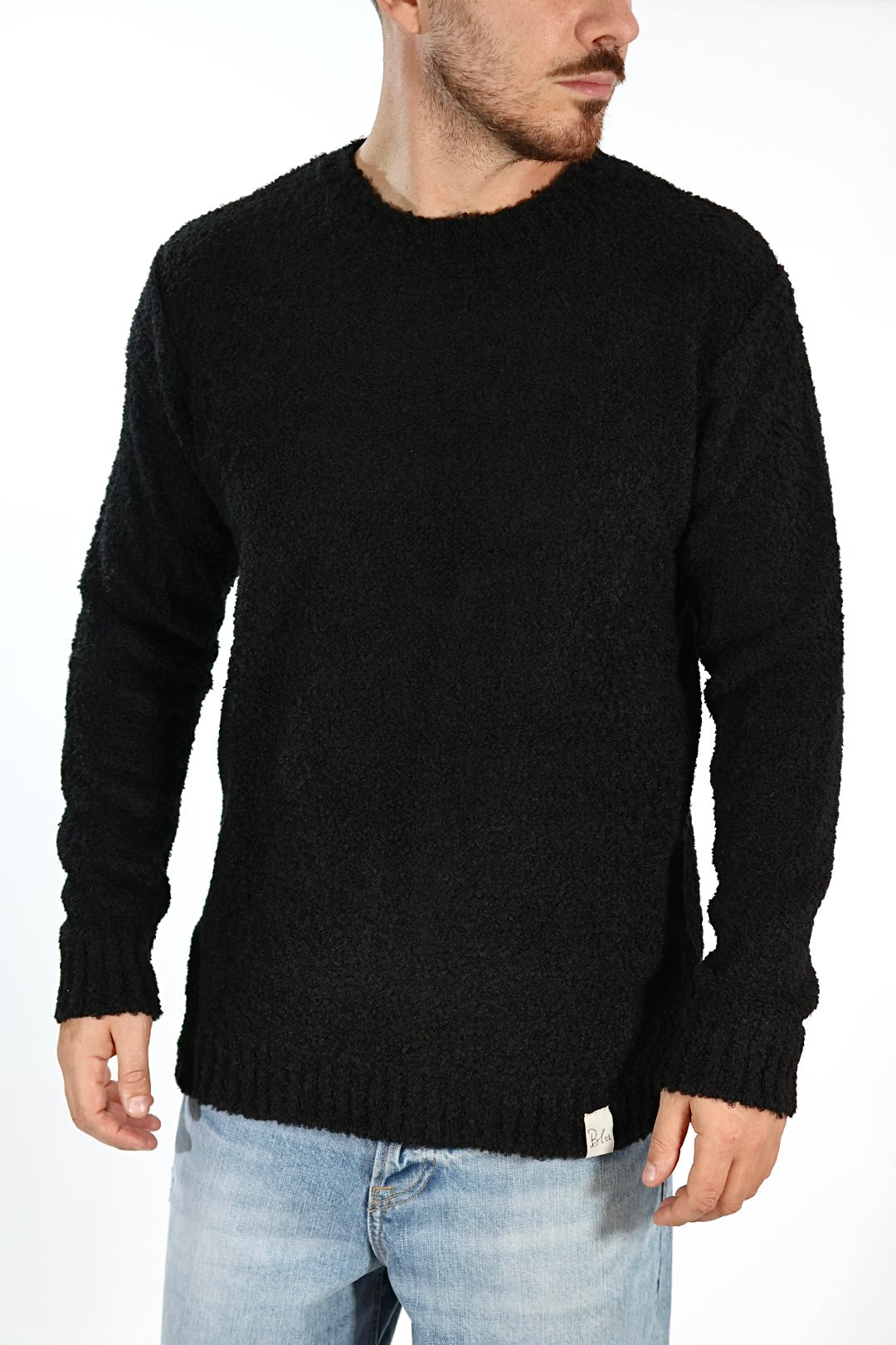 Maglione MACOMER001 nero giro bouclé BL11
