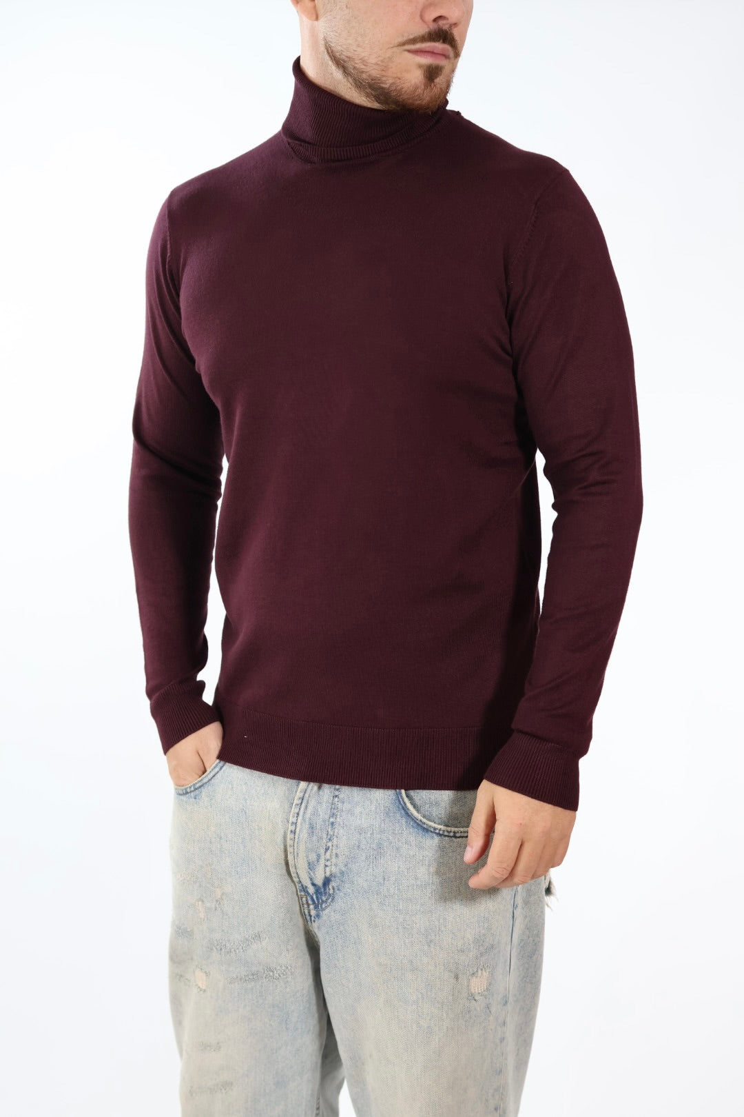 Maglioncino M02 dolcevita viscosa bordeaux OVERD