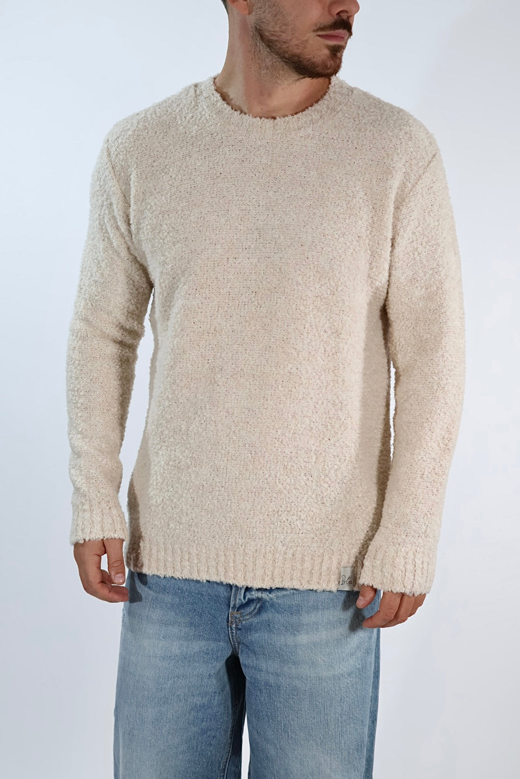 Maglione MACOMER17 ecru giro bouclé BL11