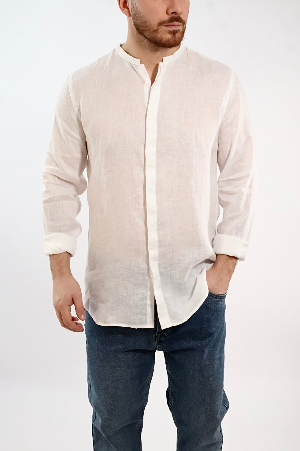 Camicia lino collo coreana 250 BERNA
