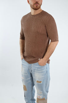 T shirt in maglia traforata gaggio 56 BL11