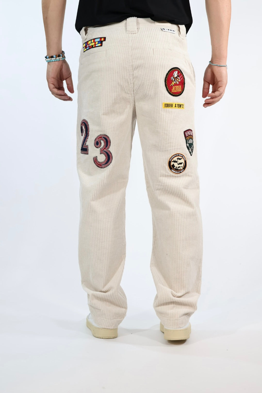 Pantalone 352 straight velluto e patch BERNA