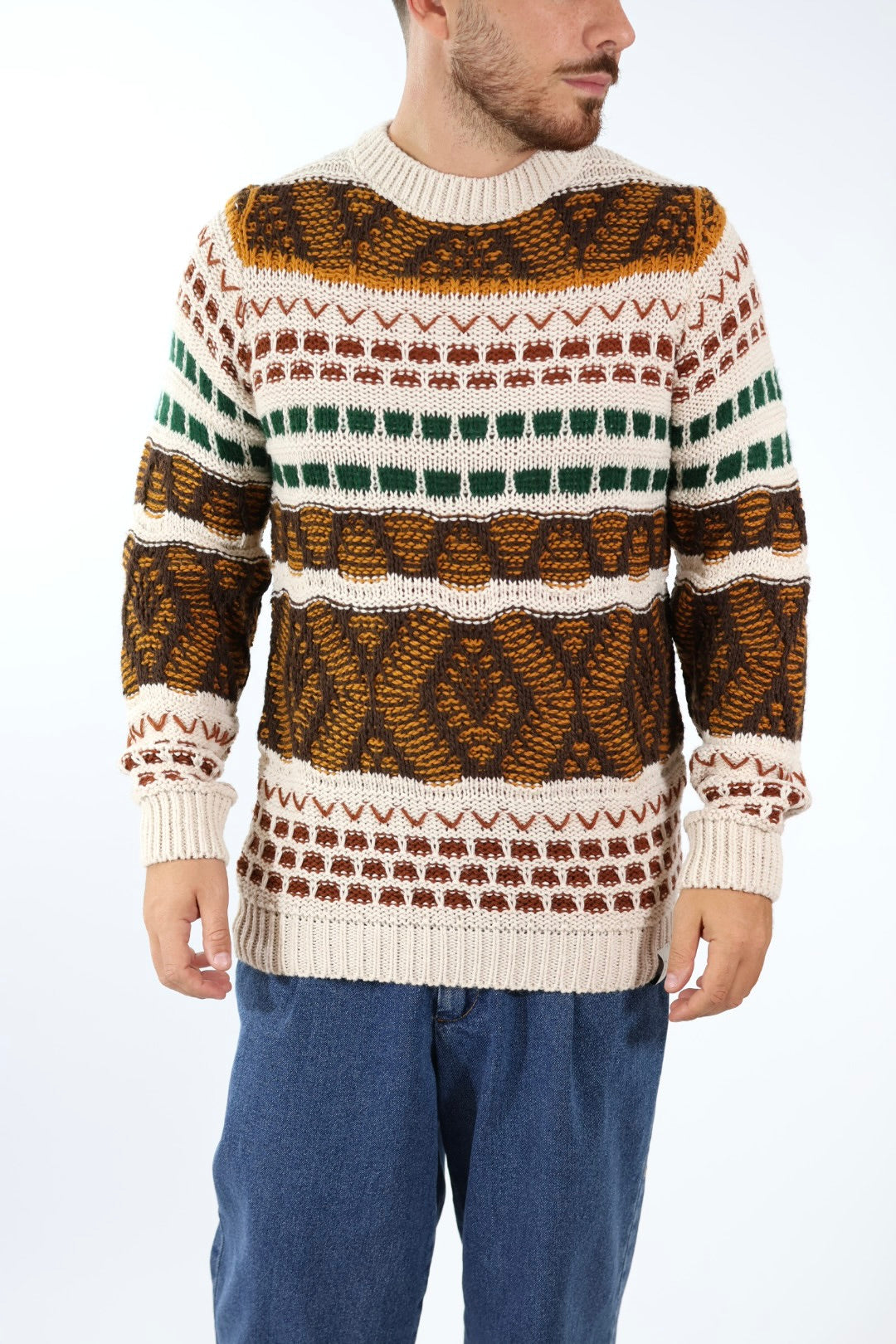 Maglione giro intarsio BW251430 BL11