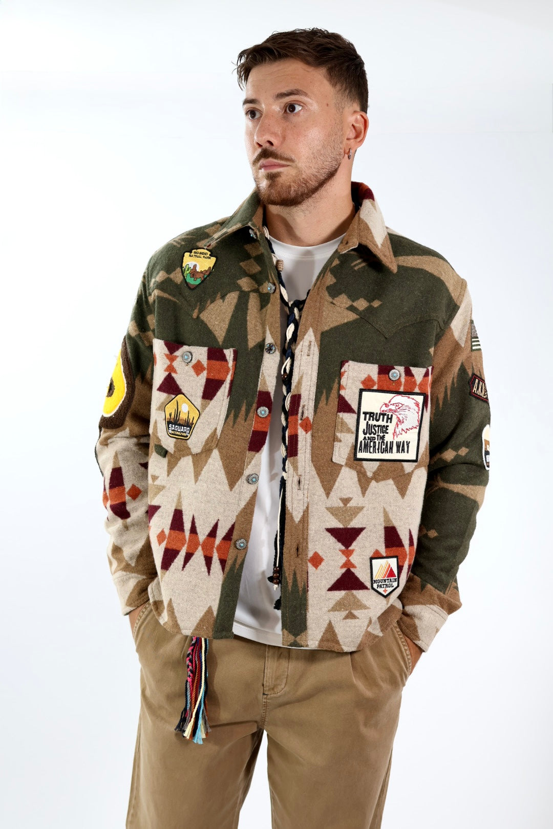 Giacca boxy azteco patch 366 BERNA