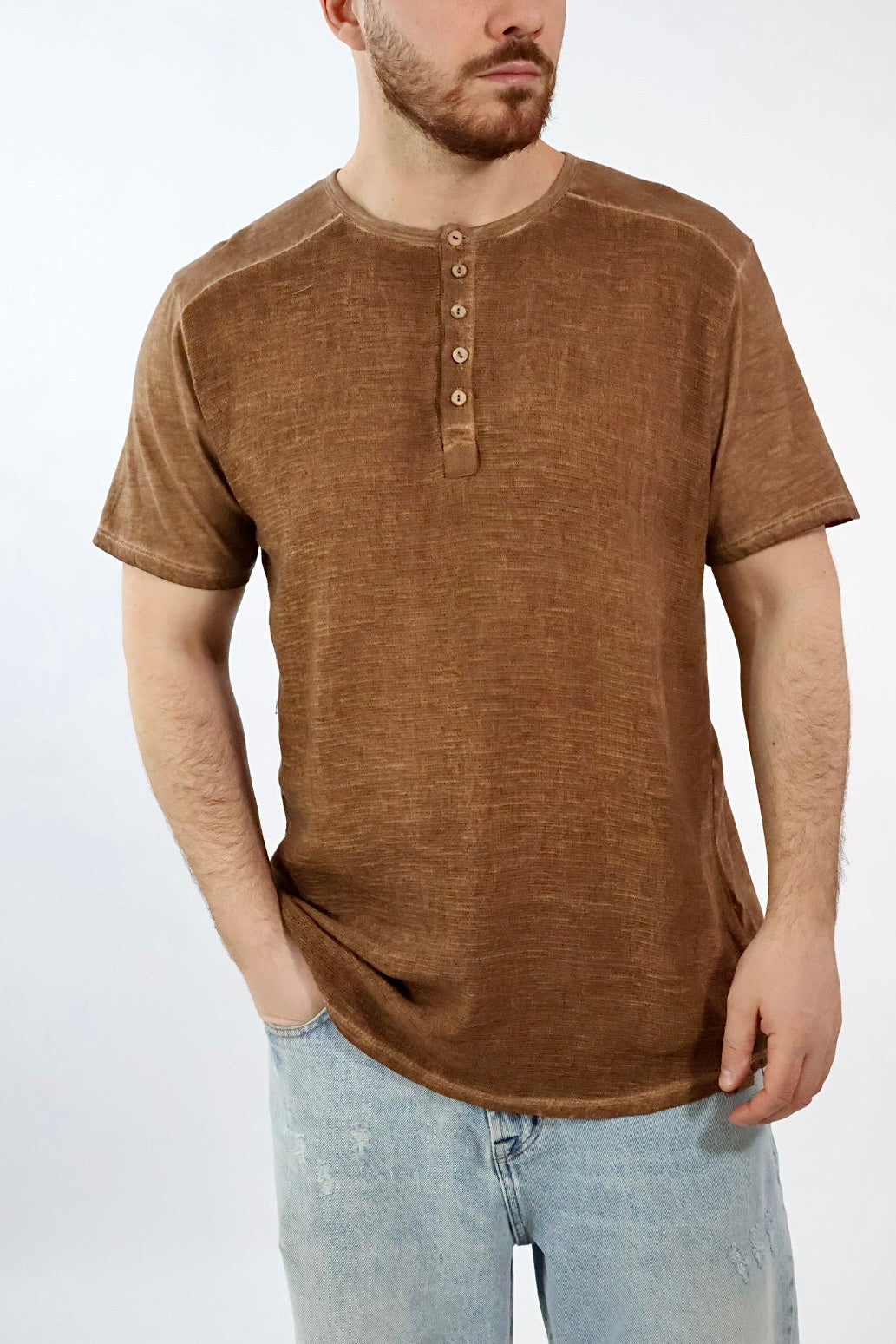 T-shirt serafino misto lino 200 BL11