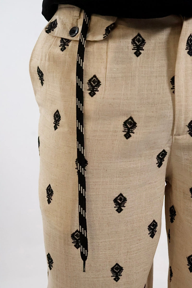 Pantalone ricamo lino/viscosa 402 BERNA