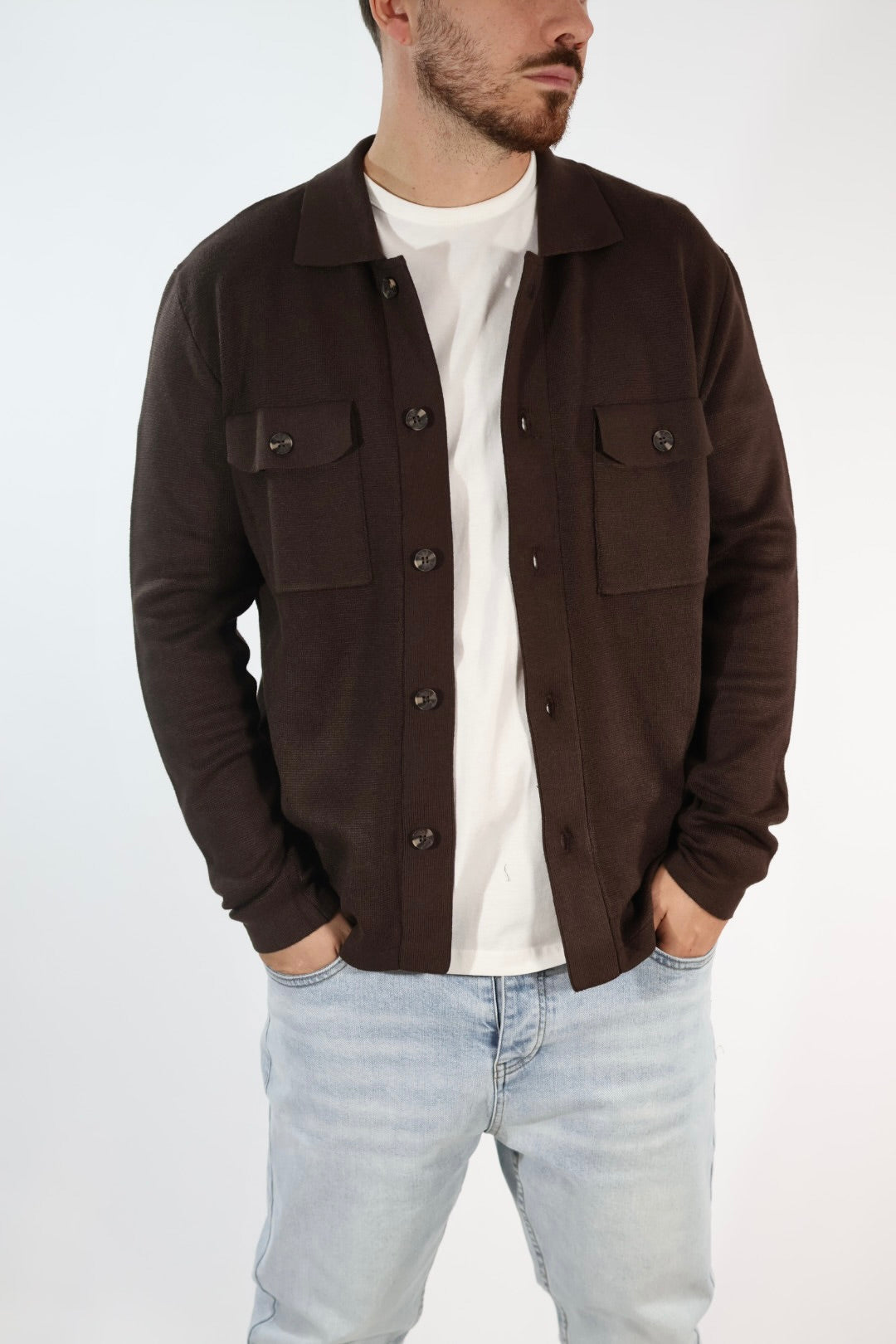 Cardigan 044 polo punto milano moro BERNA