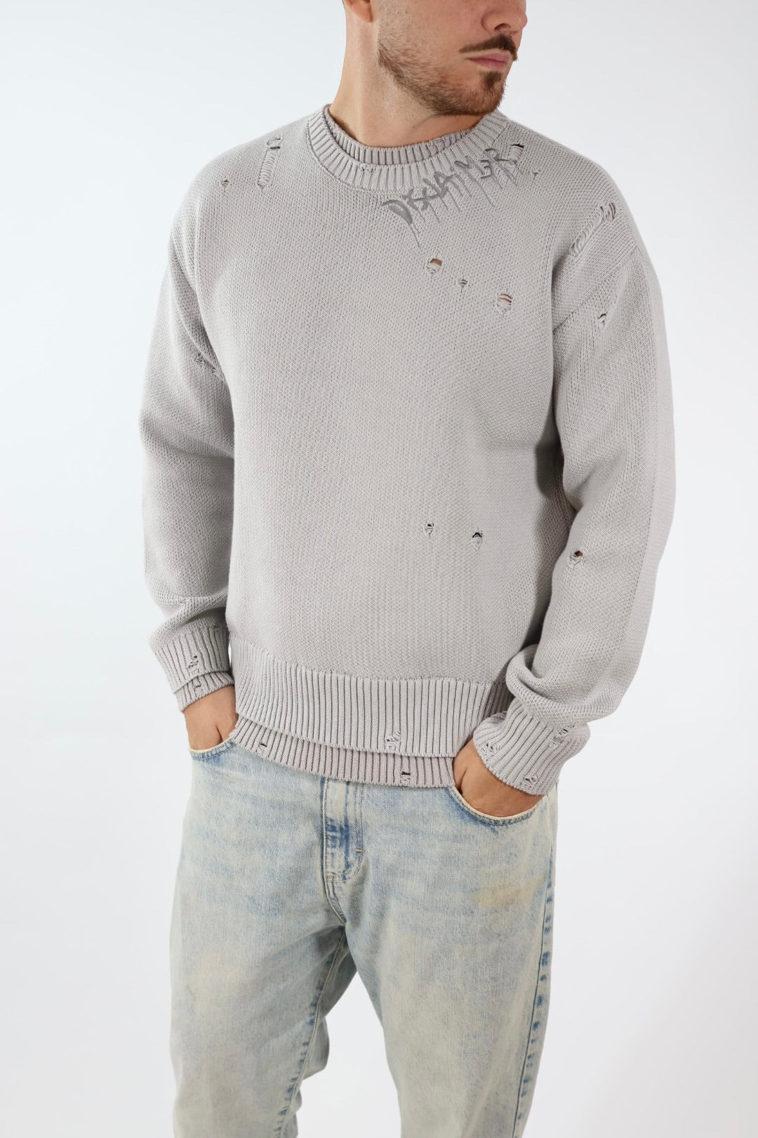 Maglione cotone rotture logo ricamato 767 BERNA