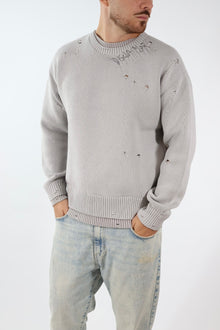 Maglione cotone rotture logo ricamato 767 BERNA