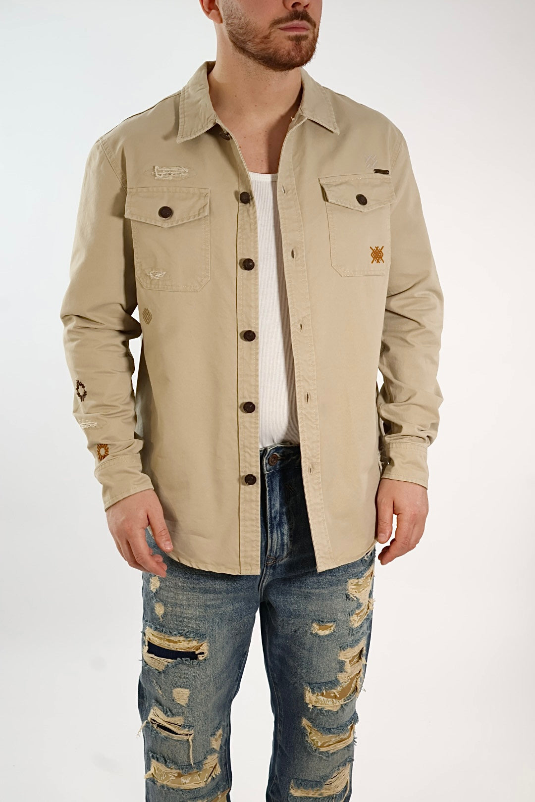 Overshirt cotone ricami 370R GIANNI LUPO