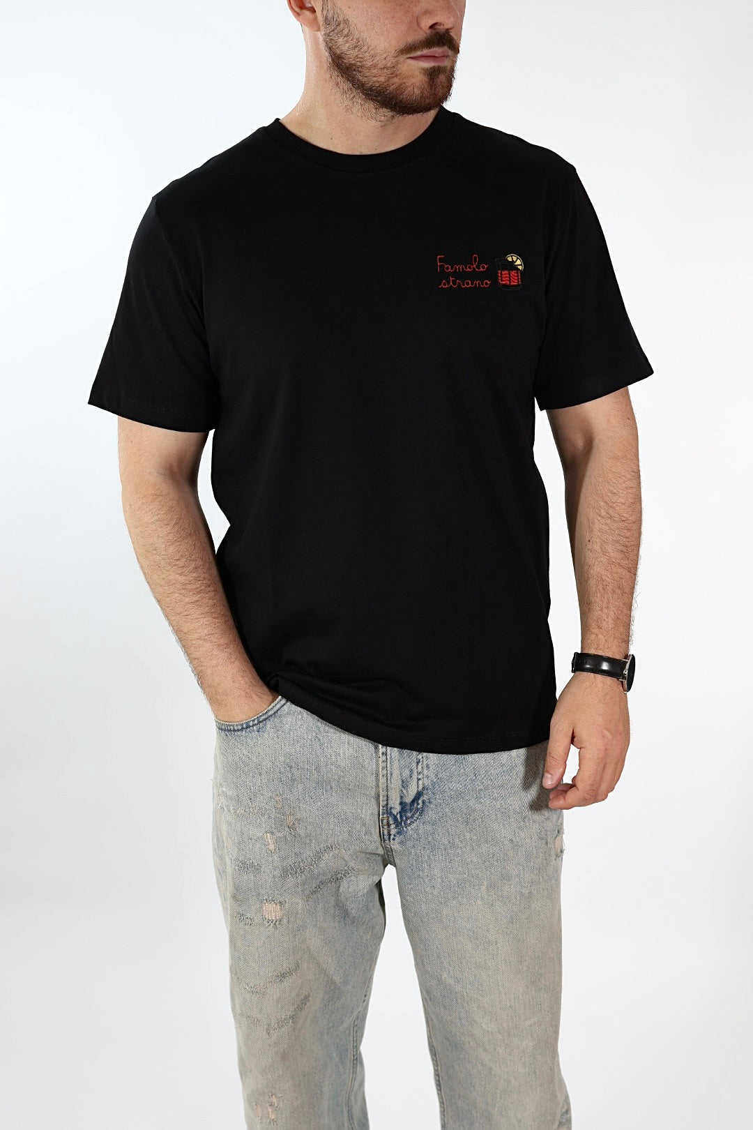 T shirt scritta ricamo 6031 J.W