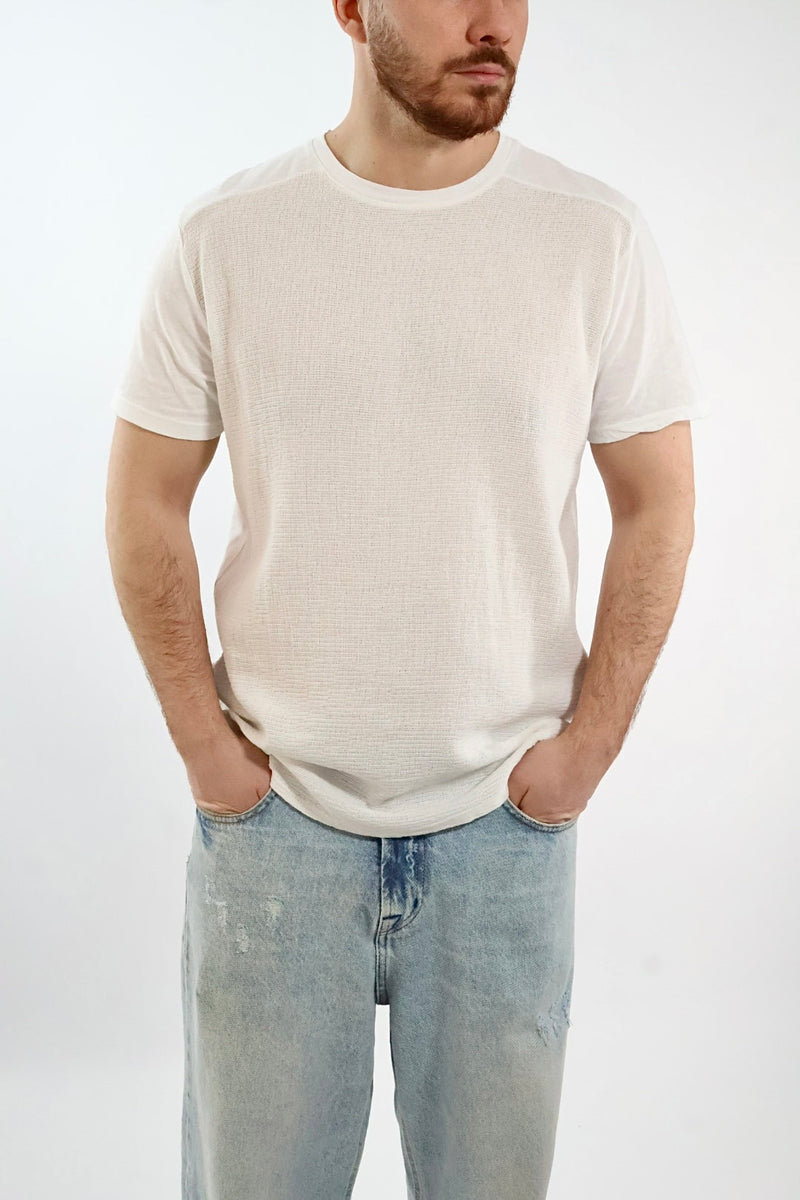 T-shirt girocollo misto lino 002 BL11