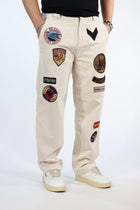 Pantalone 352 straight velluto e patch BERNA