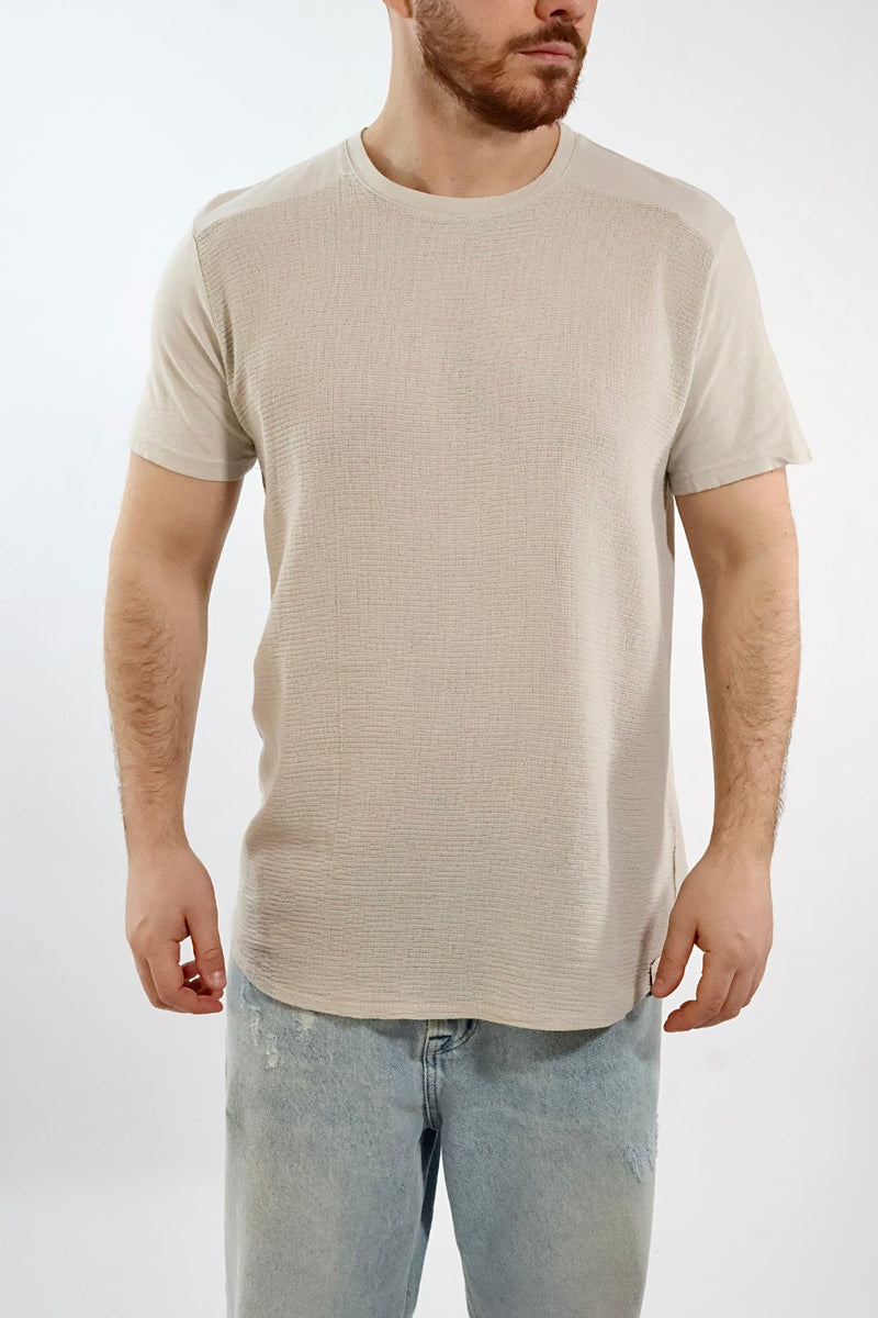 T-shirt girocollo misto lino 080 BL11